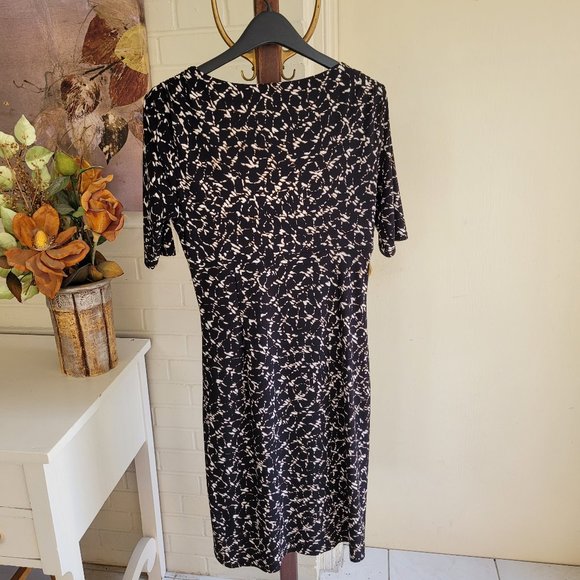 Ralph Lauren Black Chain Print Wrap Style Midi Dress US 8 - Picture 6 of 8